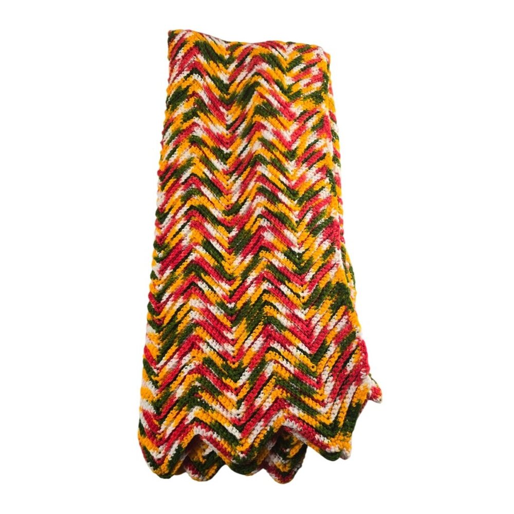 Handmade Crochet Chevron Pattern Blanket Size 50x 60